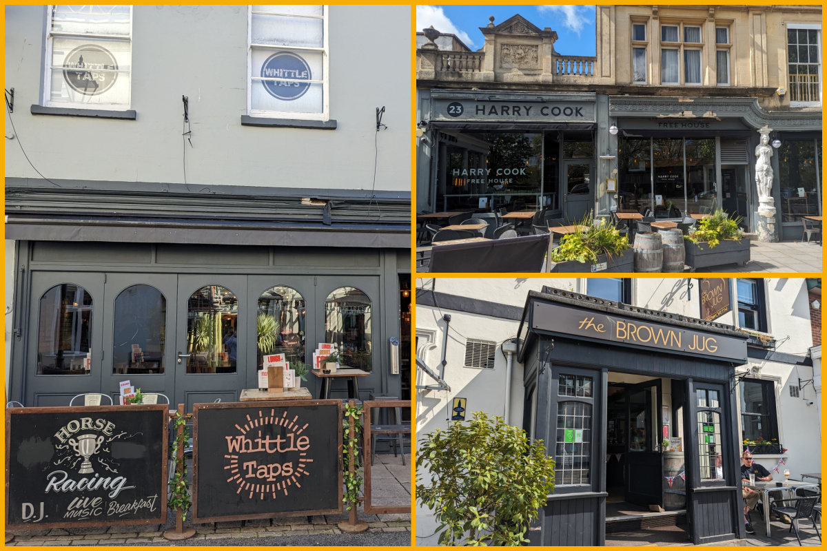 A collage of images of Whittle Taps, Harry Cook Free House and The Brown Jug